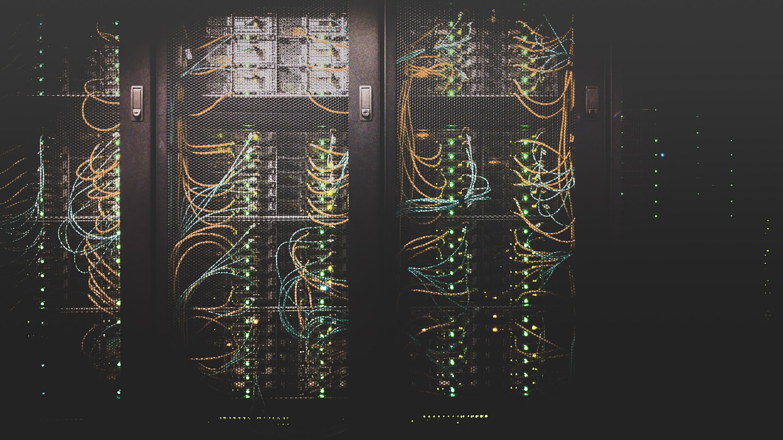 Network cables plugged into a home network switch.