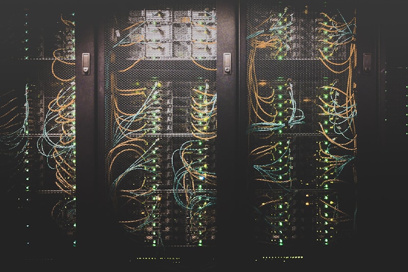 Network cables plugged into a home network switch.